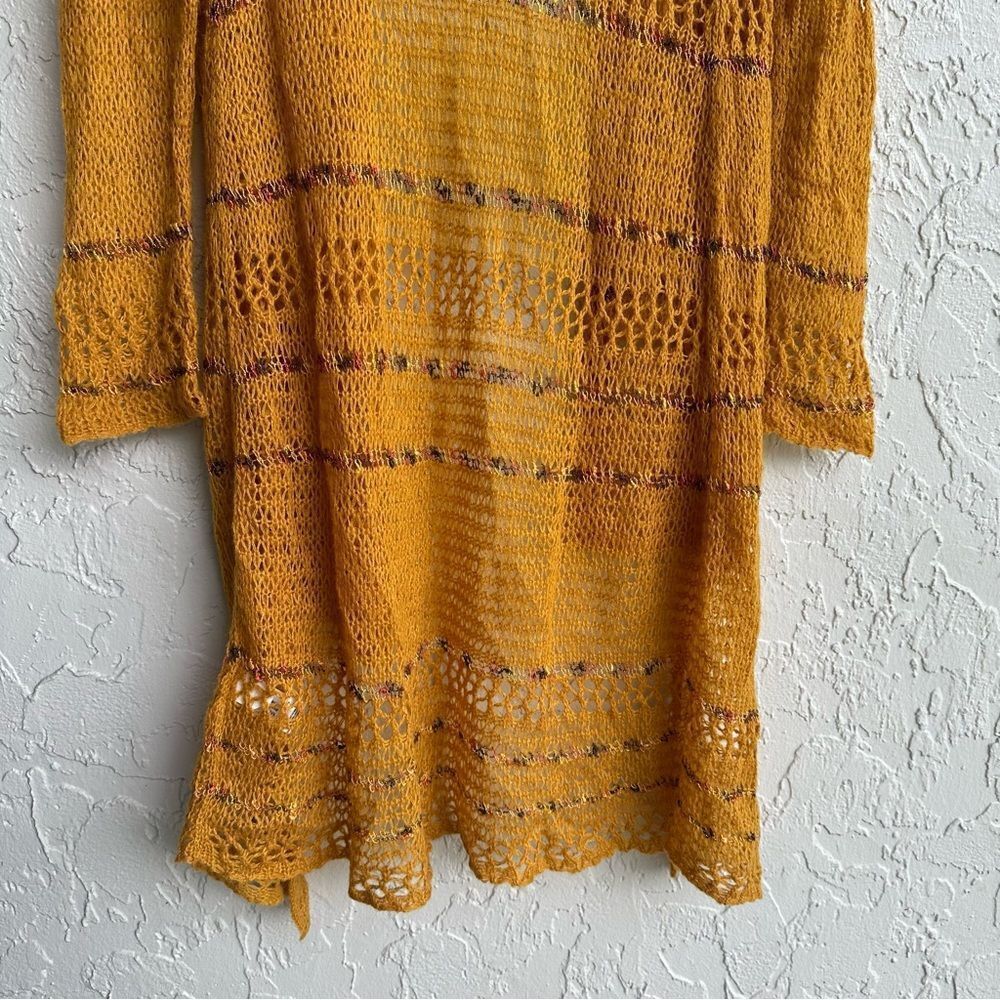LUCKY BRAND Cardigan Women Small Longline Duster Knit Crochet Boho Wool - Picture 6 of 8